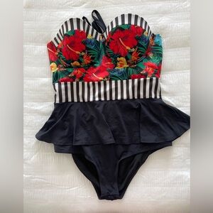 Retro Halter Swimsuit w/ skirt
